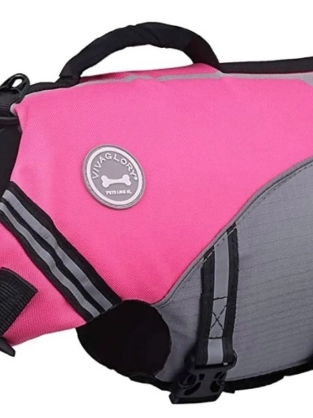 Reflective Pink & Gray Dog Life Jacket - Unbranded